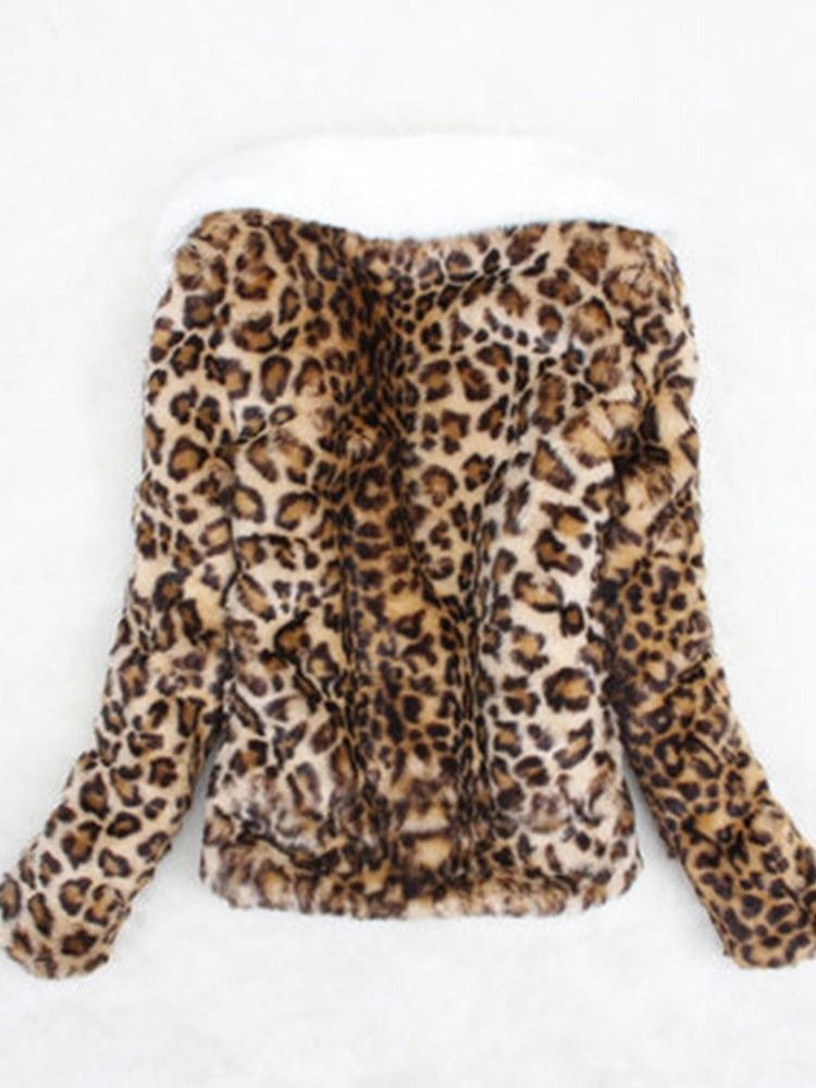 Standard Leopard Slim Dicker Damen Kunstpelzmantel