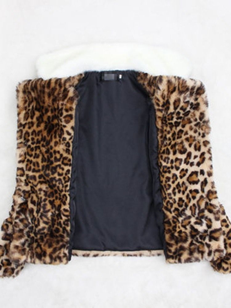 Standard Leopard Slim Dicker Damen Kunstpelzmantel