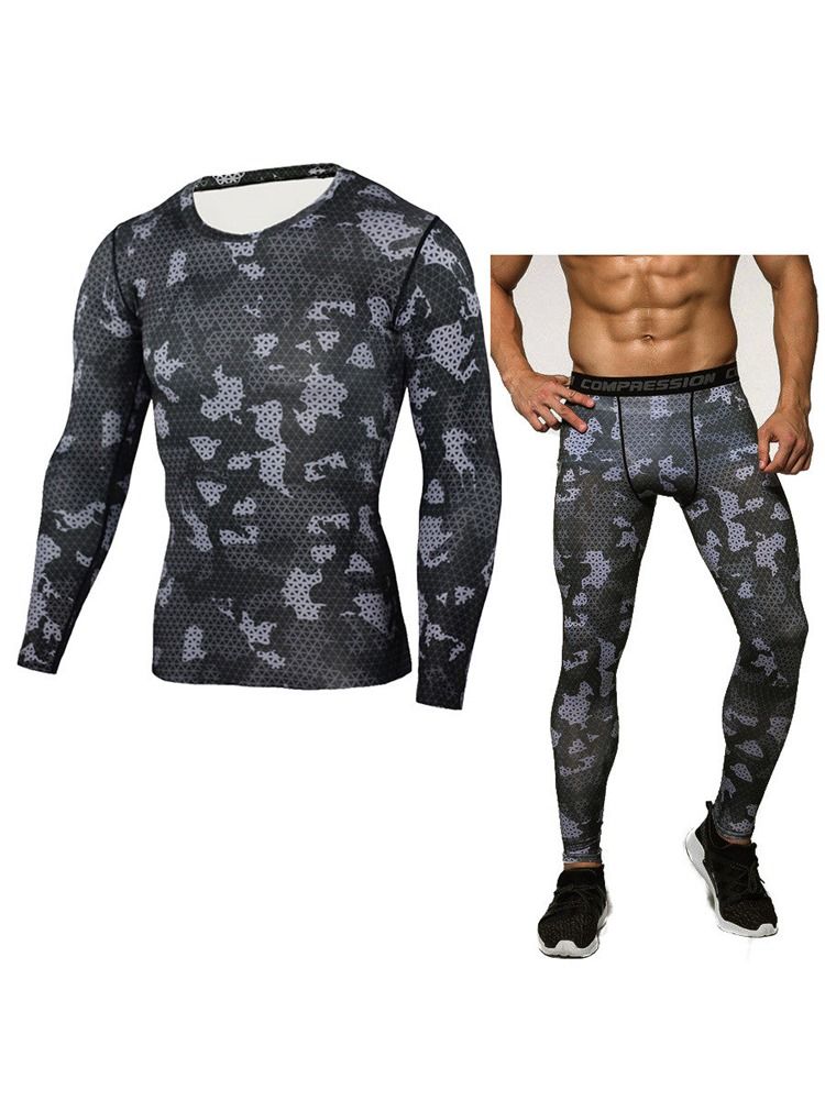 Männer Print Atmungsaktive Ganzkörper Pullover Sport Sets