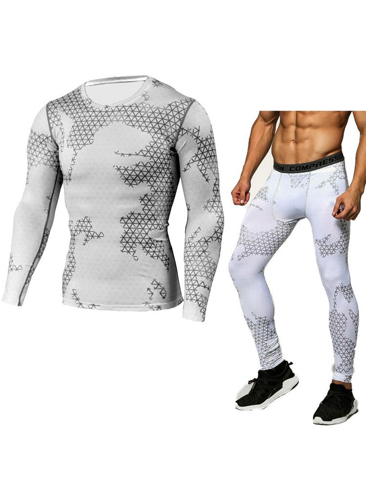 Männer Print Atmungsaktive Ganzkörper Pullover Sport Sets