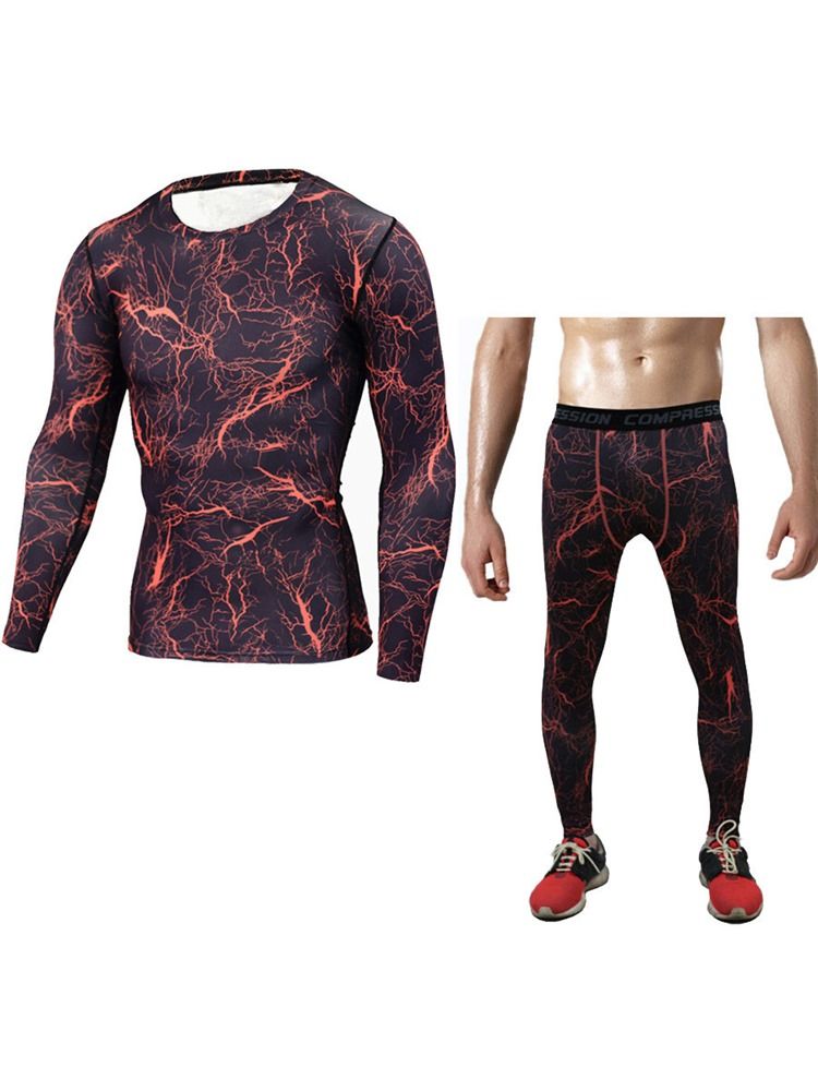 Männer Print Atmungsaktive Ganzkörper Pullover Sport Sets