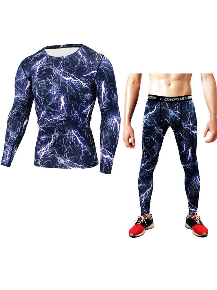 Männer Print Atmungsaktive Ganzkörper Pullover Sport Sets