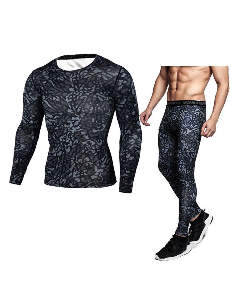 Männer Print Atmungsaktive Ganzkörper Pullover Sport Sets