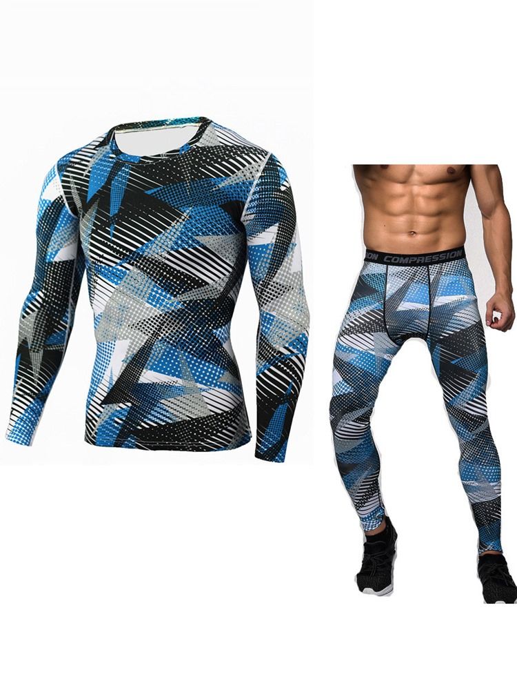 Männer Print Atmungsaktive Ganzkörper Pullover Sport Sets