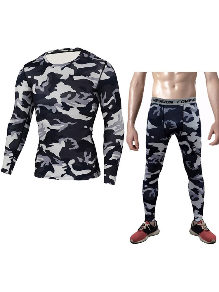 Männer Print Atmungsaktive Ganzkörper Pullover Sport Sets