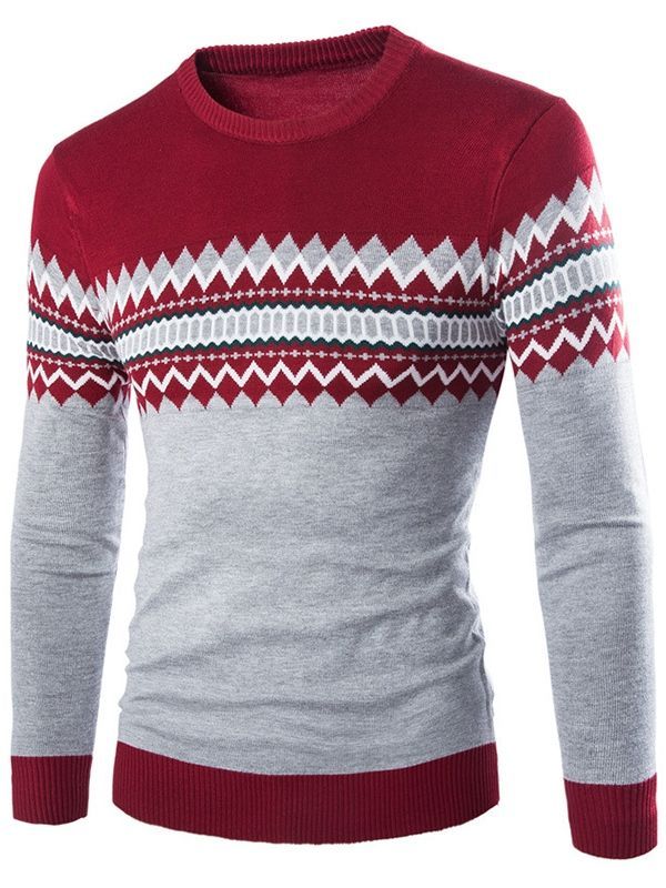 Color Block Jacquard Vogue Herren Pullover