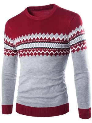 Color Block Jacquard Vogue Herren Pullover