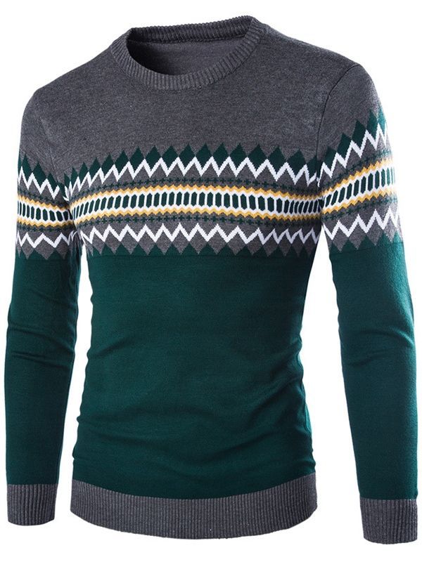 Color Block Jacquard Vogue Herren Pullover