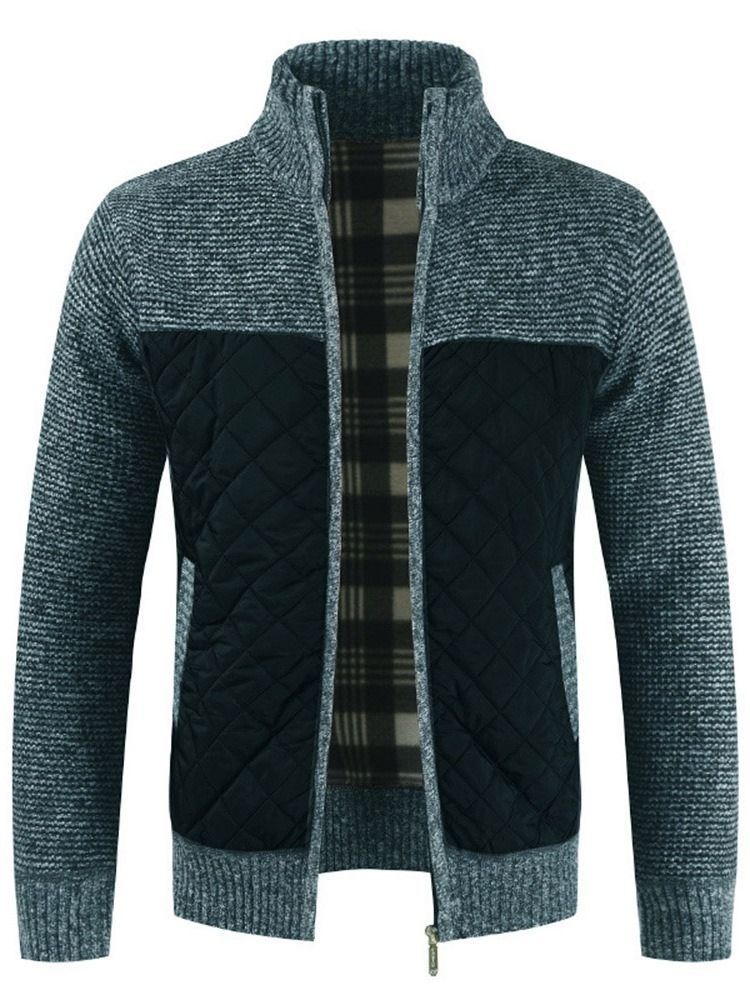 Color Block Patchwork Standard Herren Slim European Sweater