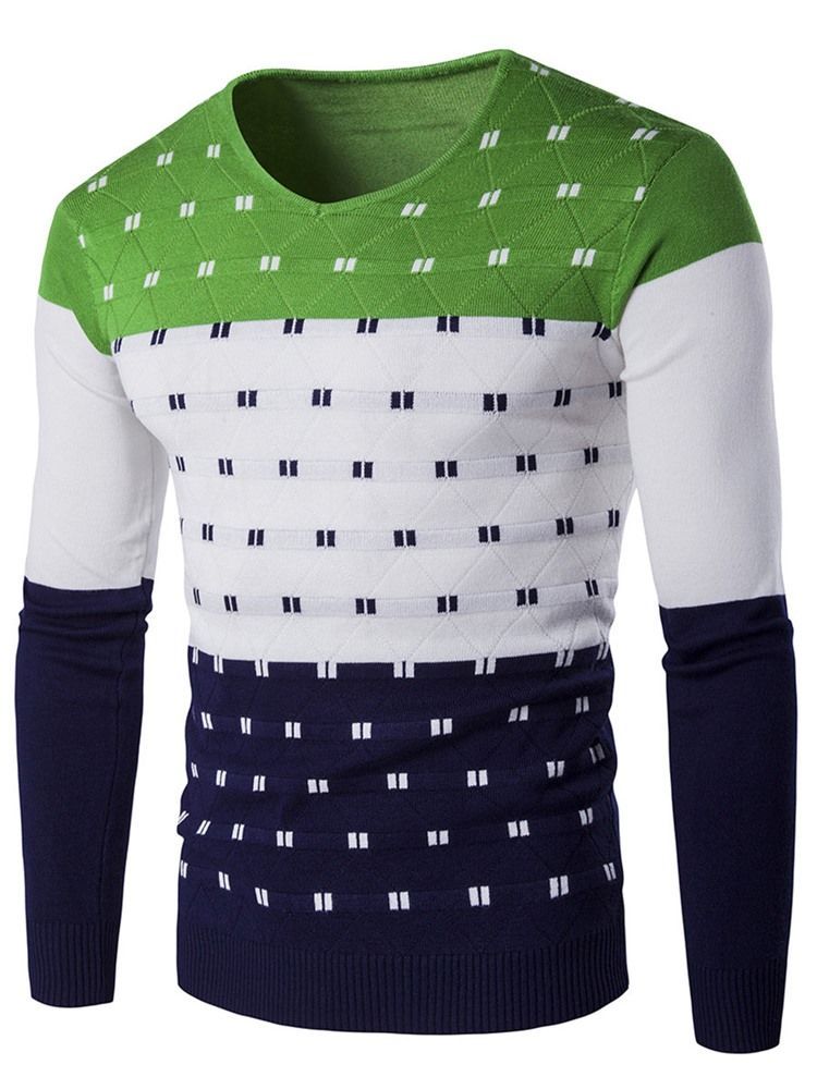 Color Block Unique V-neck Slim Herren Pullover