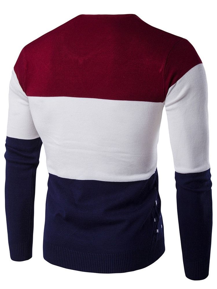 Color Block Unique V-neck Slim Herren Pullover