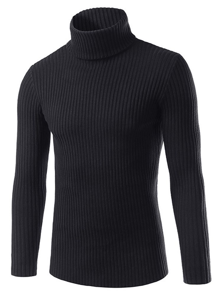 Einfarbiger Rollkragen-slim Herren-pullover