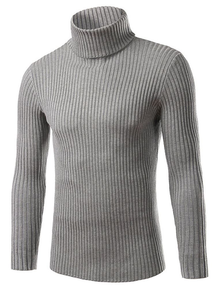 Einfarbiger Rollkragen-slim Herren-pullover