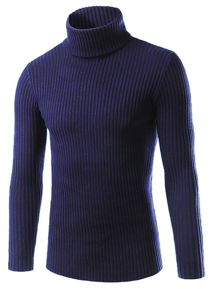 Einfarbiger Rollkragen-slim Herren-pullover