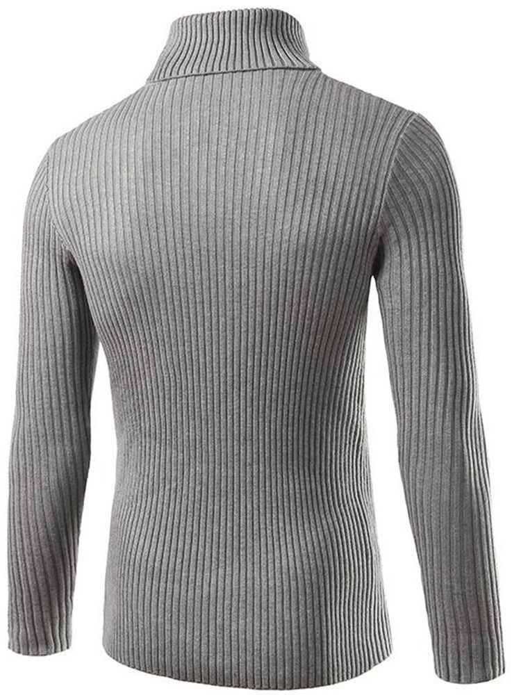 Einfarbiger Rollkragen-slim Herren-pullover