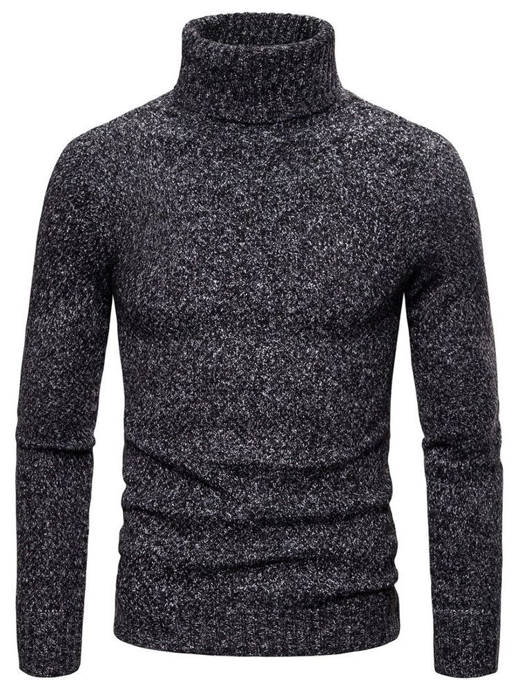 Einfarbiger Rollkragen Standard Casual Herren Pullover