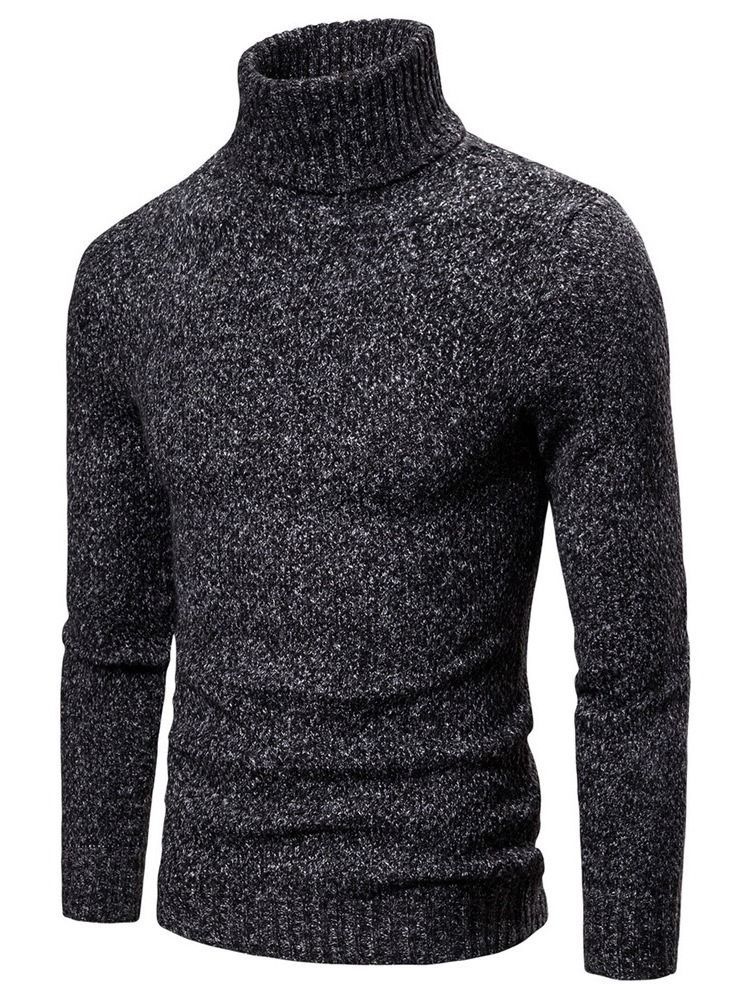 Einfarbiger Rollkragen Standard Casual Herren Pullover