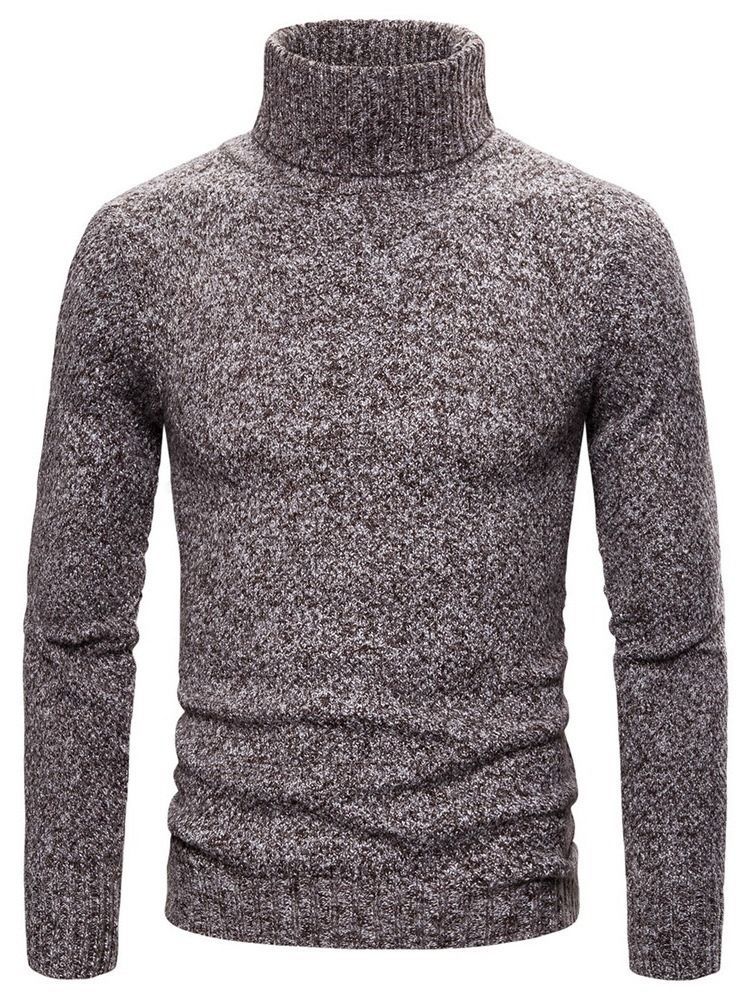 Einfarbiger Rollkragen Standard Casual Herren Pullover