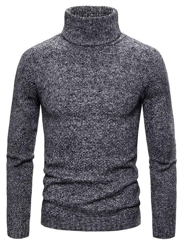 Einfarbiger Rollkragen Standard Casual Herren Pullover