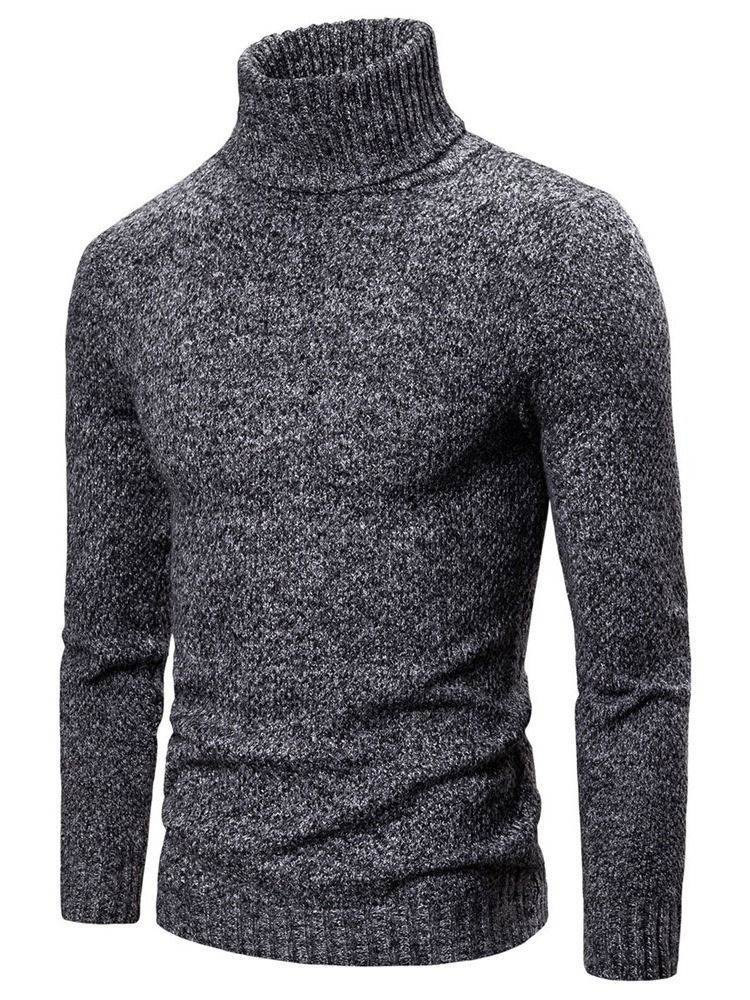 Einfarbiger Rollkragen Standard Casual Herren Pullover