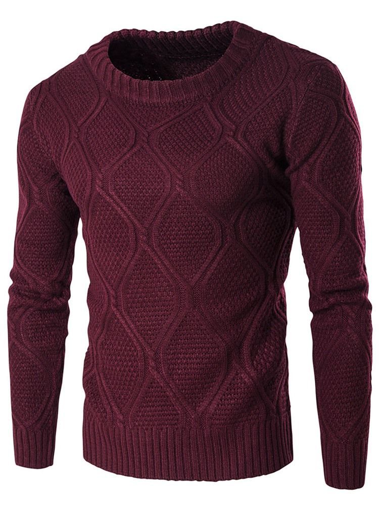 Einfarbiger Rundhalsausschnitt Jacquard Vogue Warm Herren Pullover