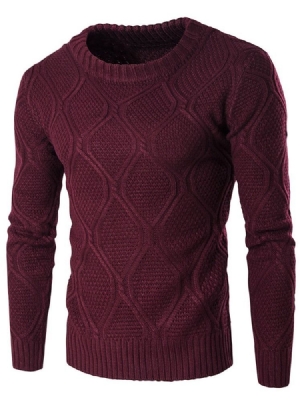 Einfarbiger Rundhalsausschnitt Jacquard Vogue Warm Herren Pullover