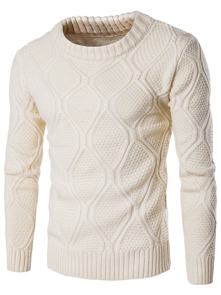 Einfarbiger Rundhalsausschnitt Jacquard Vogue Warm Herren Pullover