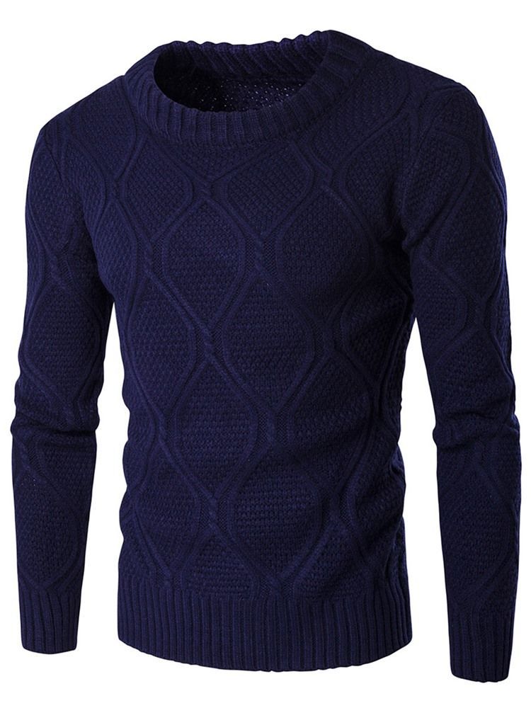 Einfarbiger Rundhalsausschnitt Jacquard Vogue Warm Herren Pullover