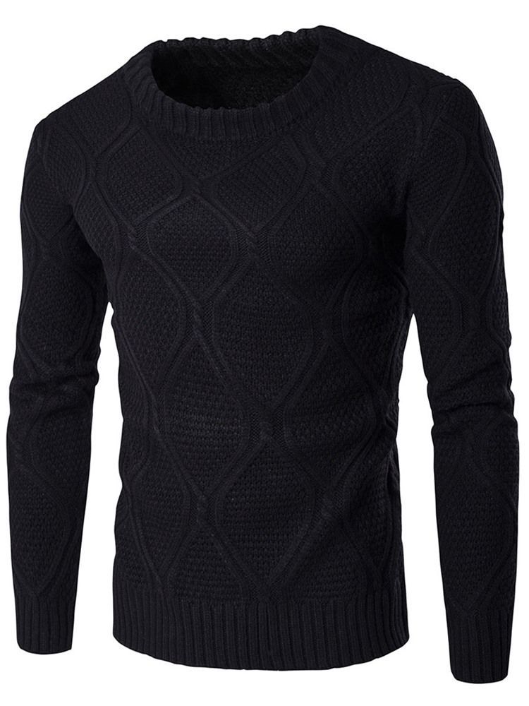 Einfarbiger Rundhalsausschnitt Jacquard Vogue Warm Herren Pullover