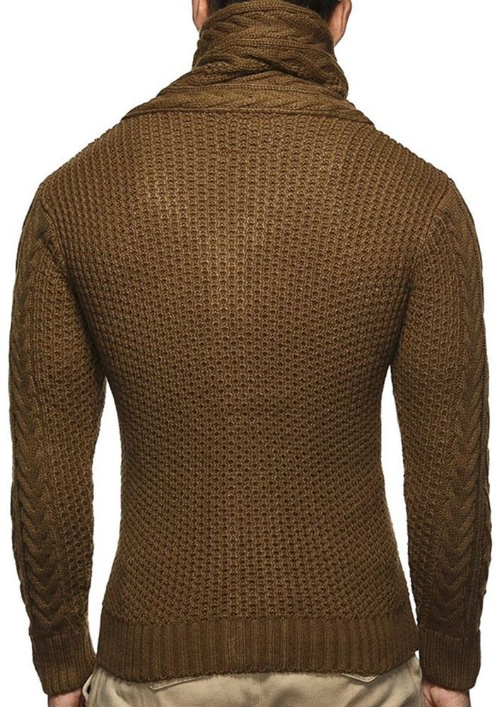 Einfarbiger Schalkragen Knopf Im Europäischen Stil Herren Pullover