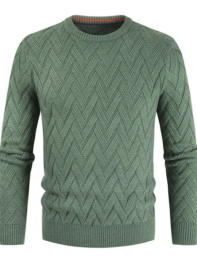 Einfarbiger Standard Rundhals Casual Herren Pullover