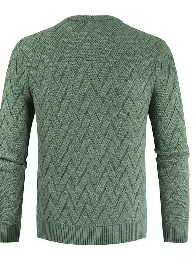 Einfarbiger Standard Rundhals Casual Herren Pullover