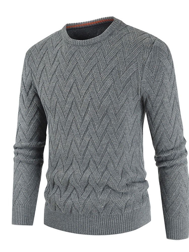 Einfarbiger Standard Rundhals Casual Herren Pullover