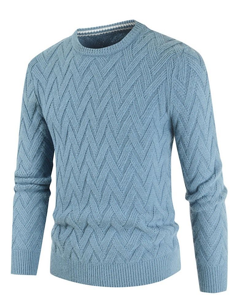 Einfarbiger Standard Rundhals Casual Herren Pullover