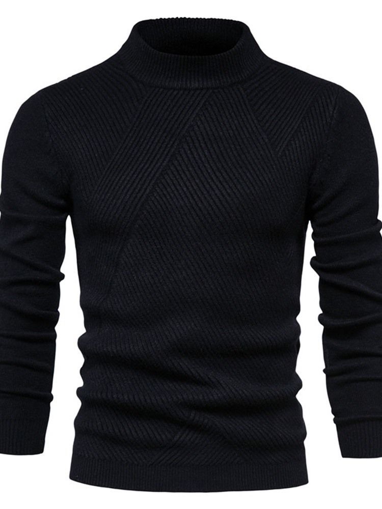 Einfarbiger Standard Winter Casual Herren Pullover