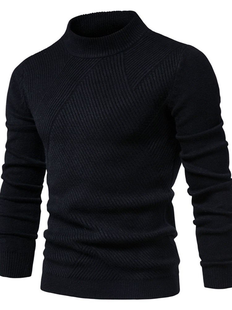 Einfarbiger Standard Winter Casual Herren Pullover