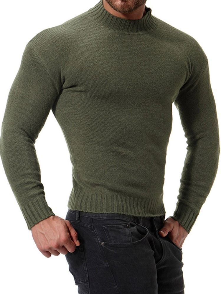 Einfarbiger Stehkragen Casual Slim Herren Pullover