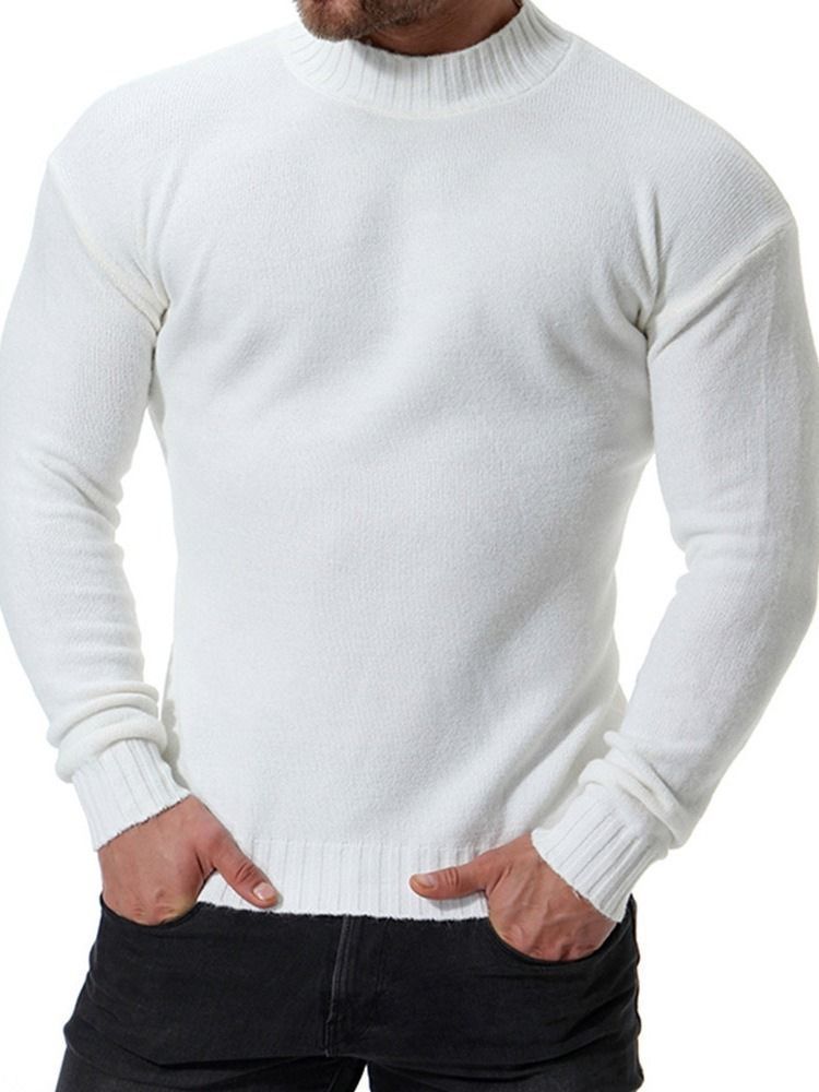 Einfarbiger Stehkragen Casual Slim Herren Pullover