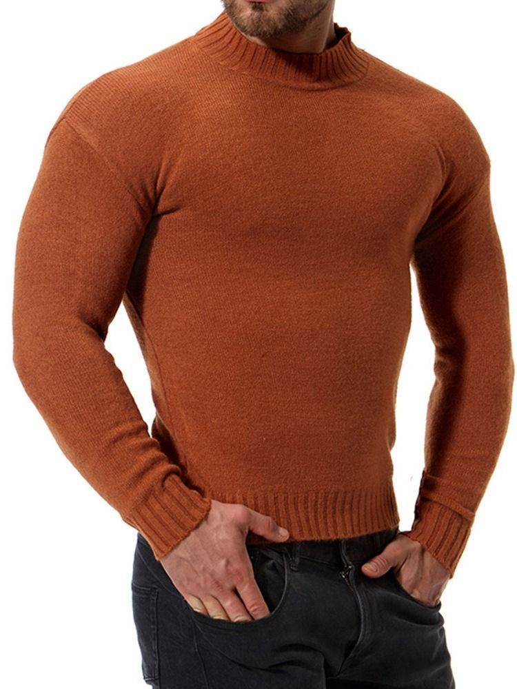 Einfarbiger Stehkragen Casual Slim Herren Pullover