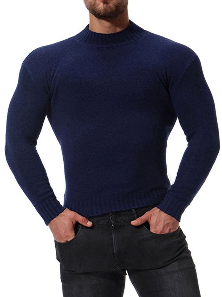 Einfarbiger Stehkragen Casual Slim Herren Pullover