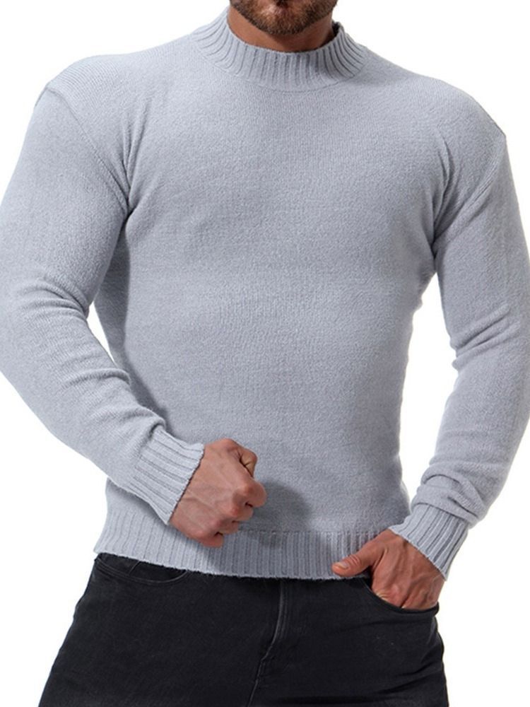 Einfarbiger Stehkragen Casual Slim Herren Pullover