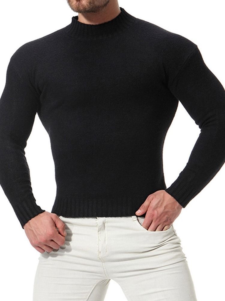 Einfarbiger Stehkragen Casual Slim Herren Pullover