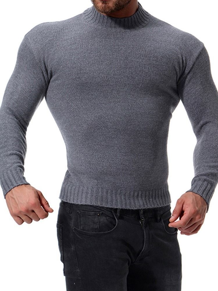 Einfarbiger Stehkragen Casual Slim Herren Pullover