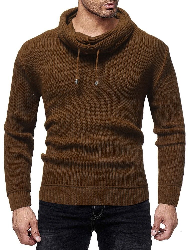 Einfarbiger Winter Slim Herren Pullover Mit Heap Collar