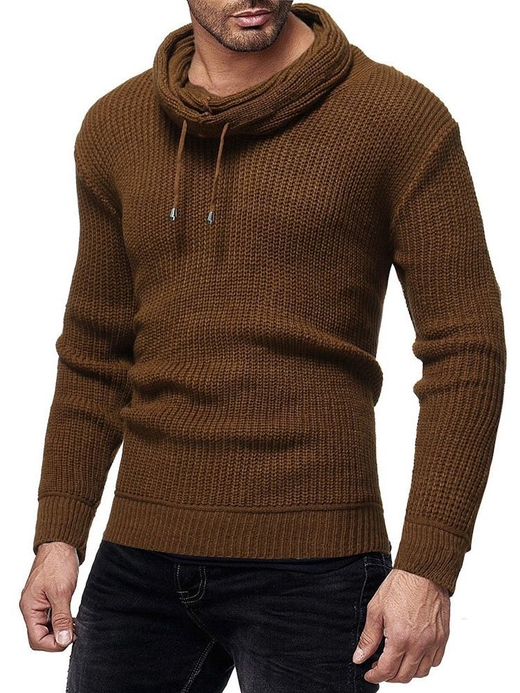 Einfarbiger Winter Slim Herren Pullover Mit Heap Collar