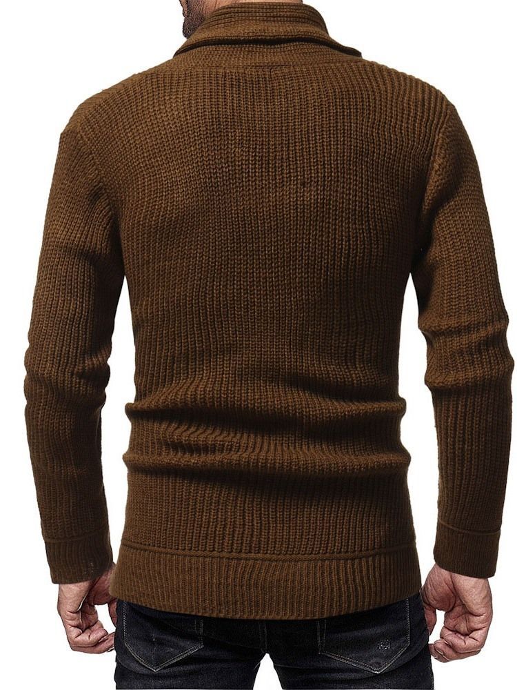 Einfarbiger Winter Slim Herren Pullover Mit Heap Collar