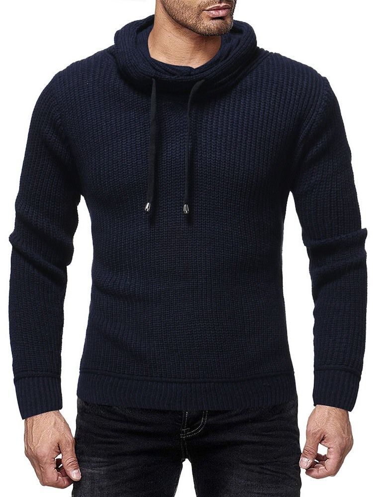 Einfarbiger Winter Slim Herren Pullover Mit Heap Collar