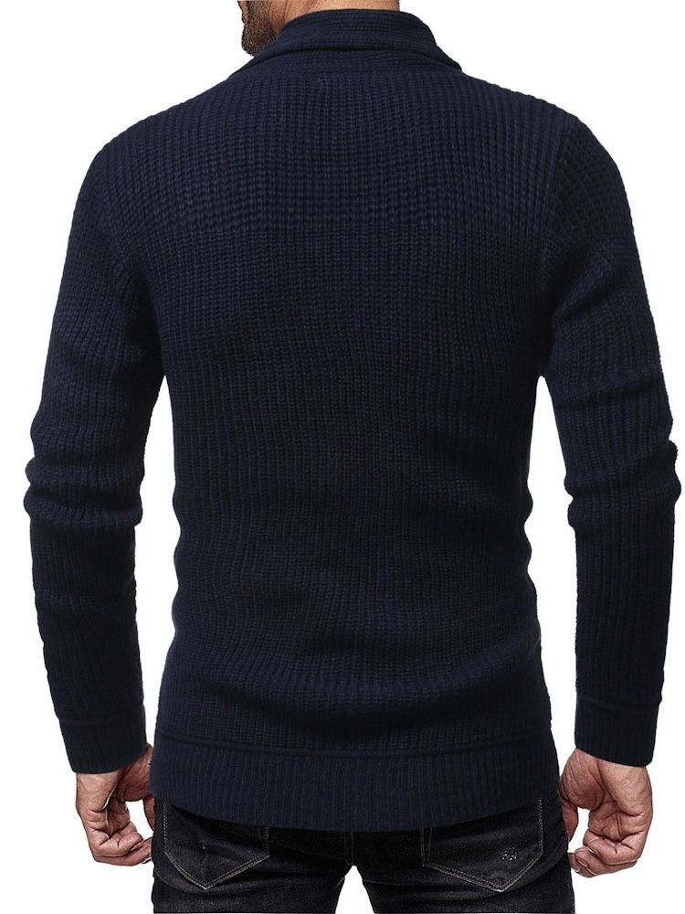 Einfarbiger Winter Slim Herren Pullover Mit Heap Collar