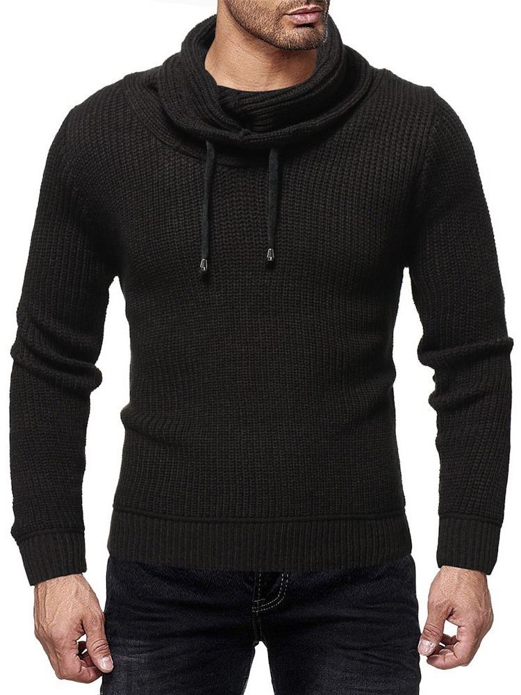 Einfarbiger Winter Slim Herren Pullover Mit Heap Collar