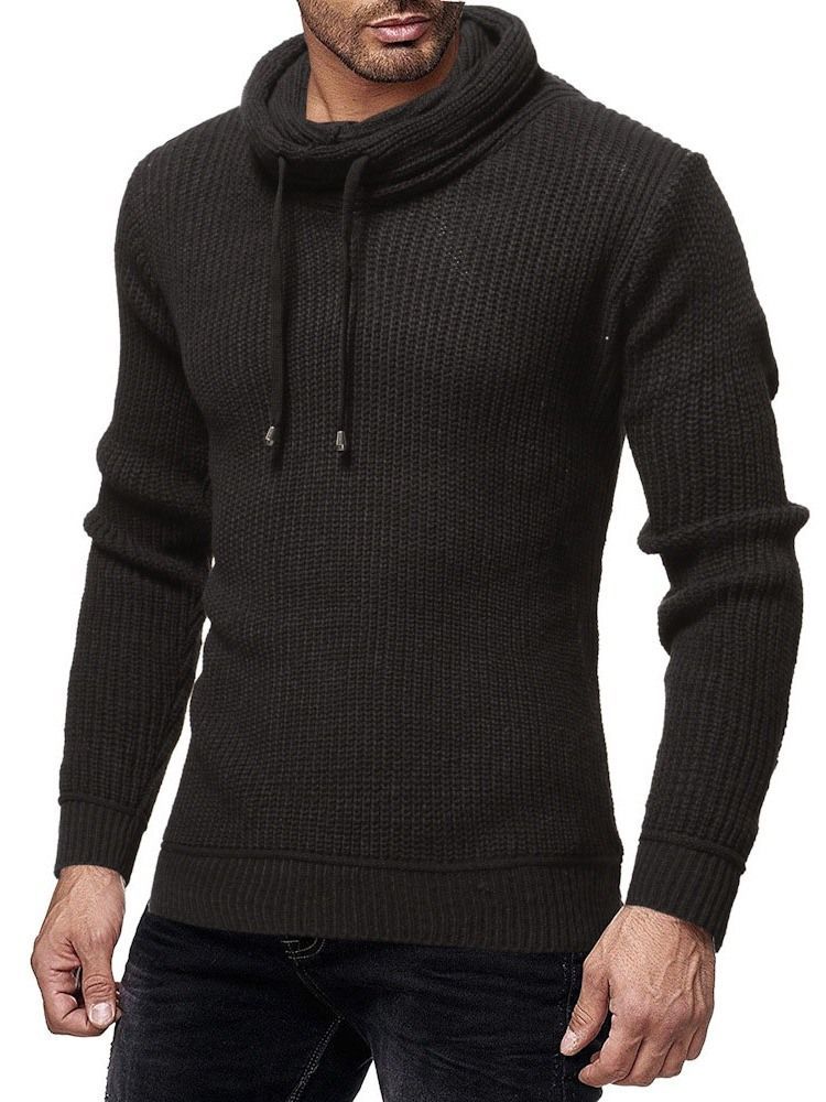 Einfarbiger Winter Slim Herren Pullover Mit Heap Collar